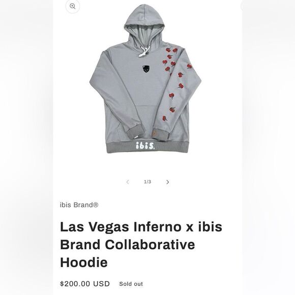 LAS VEGAS INFERNO X IBIS Brand Men’s Gray Collaborative Hoodie Size XL - Picture 2 of 7